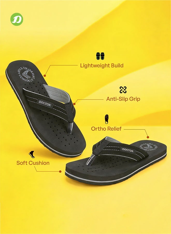 DOCTOR EXTRA SOFT Men's Comfortable Slippers | Lightweight Anti-Skid Daily Wear Flip-Flops | Soft Cushion Footbed | Waterproof & Durable Indoor/Outdoor Sliders D-28 - Image 3